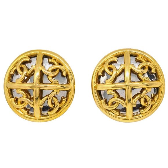 Chanel Button Earrings Clip-On Gold 2940/93P - Picture 1 of 4